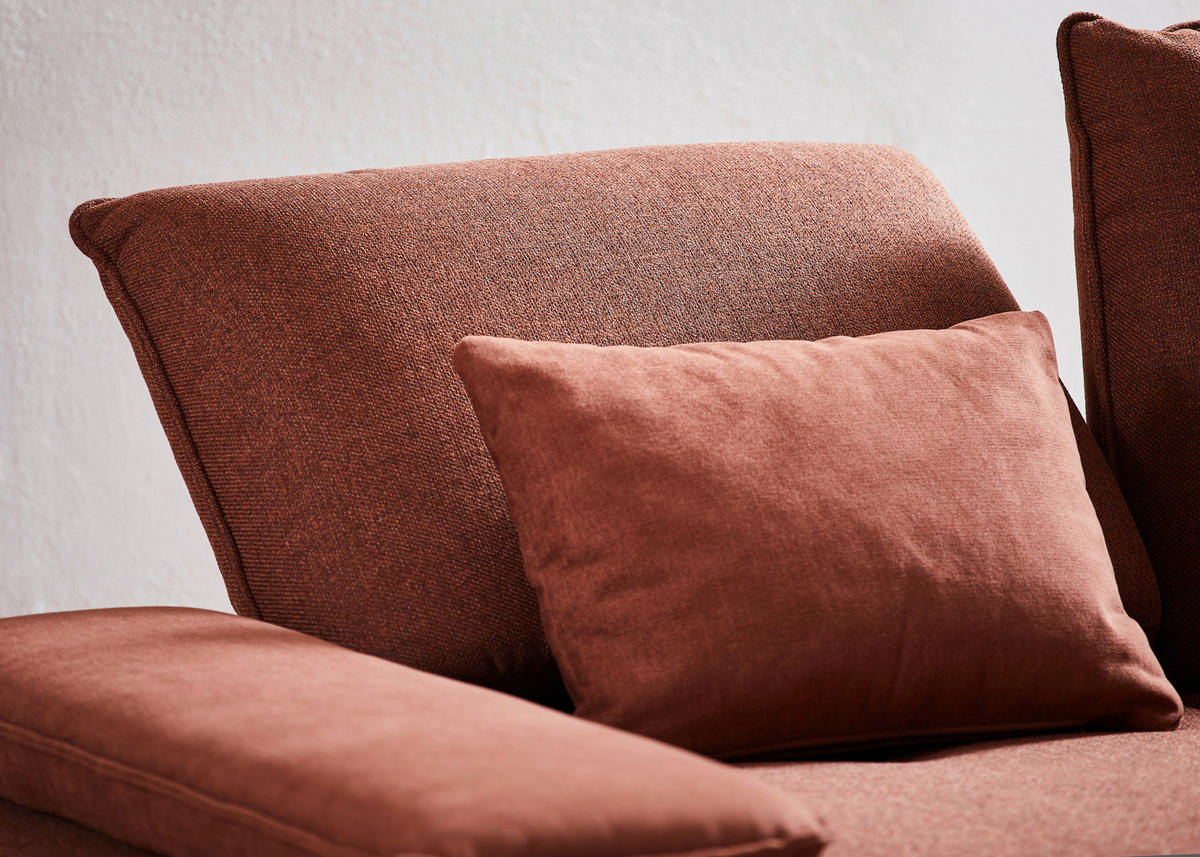 ECKSOFA Kupferfarben Flachgewebe  - Schwarz/Kupferfarben, Design, Textil/Metall (310/250cm) - Moderano