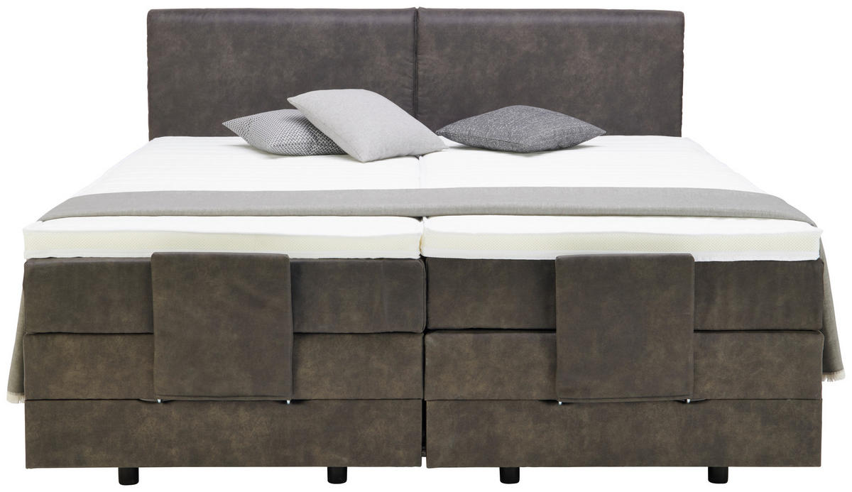 BOXSPRINGBETT 160/200 cm  in Schlammfarben  - Schlammfarben/Schwarz, Design, Kunststoff/Textil (160/200cm) - Hom`in