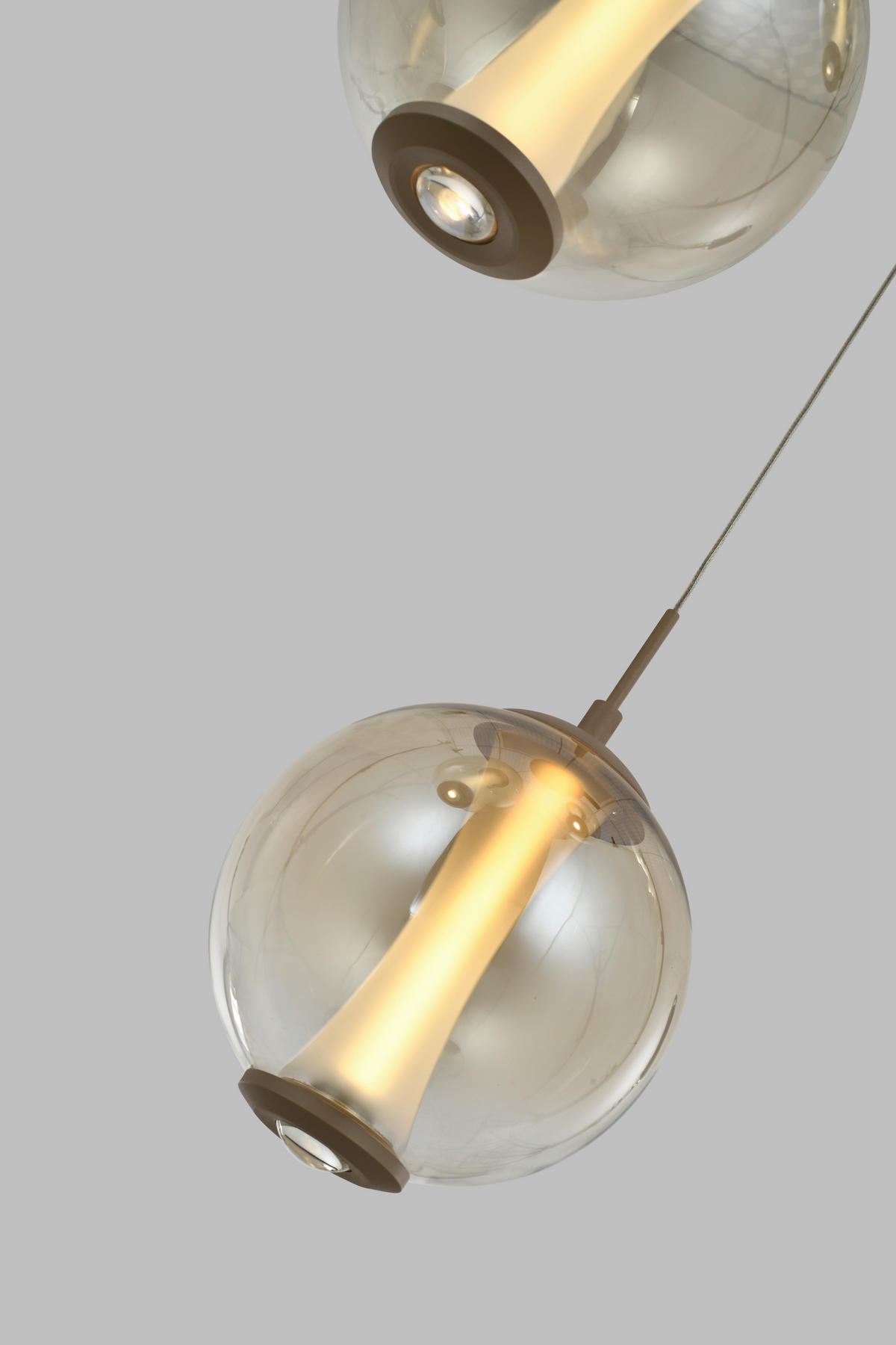 ZÁVĚSNÉ LED SVÍTIDLO,  - pískové barvy, Design, kov/sklo (44/150/44cm)