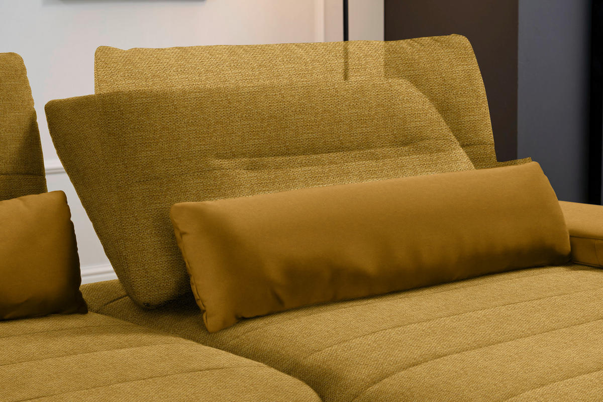 ECKSOFA in Webstoff Currygelb  - Currygelb/Schwarz, Konventionell, Textil/Metall (273/191cm) - Carryhome