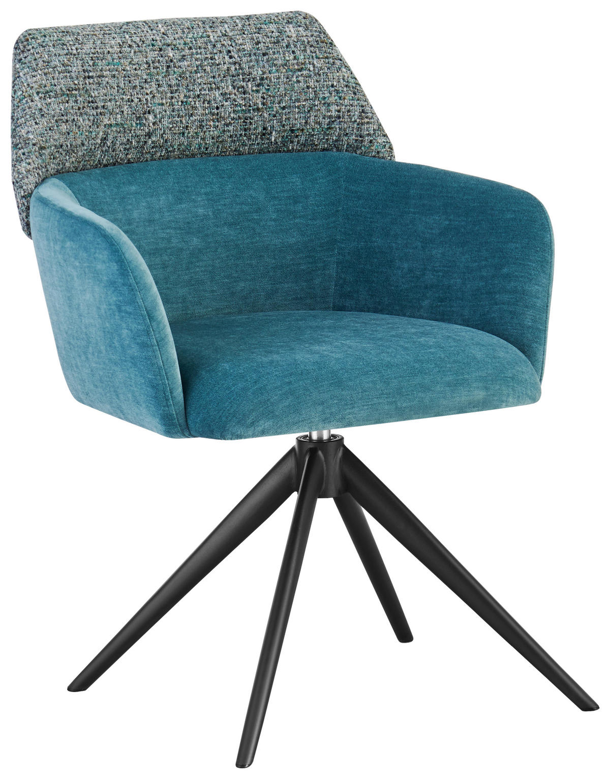 ARMLEHNSTUHL  in Eisen Webstoff  - Türkis/Schwarz, Design, Textil/Metall (61/83/61cm) - Novel