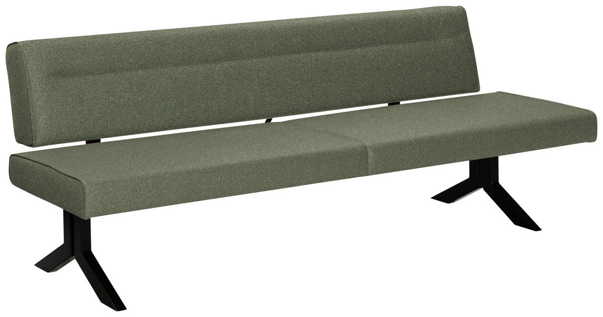 SITZBANK in Metall, Textil Grün  - Schwarz/Grün, Konventionell, Textil/Metall (220/70-86cm) - Moderano
