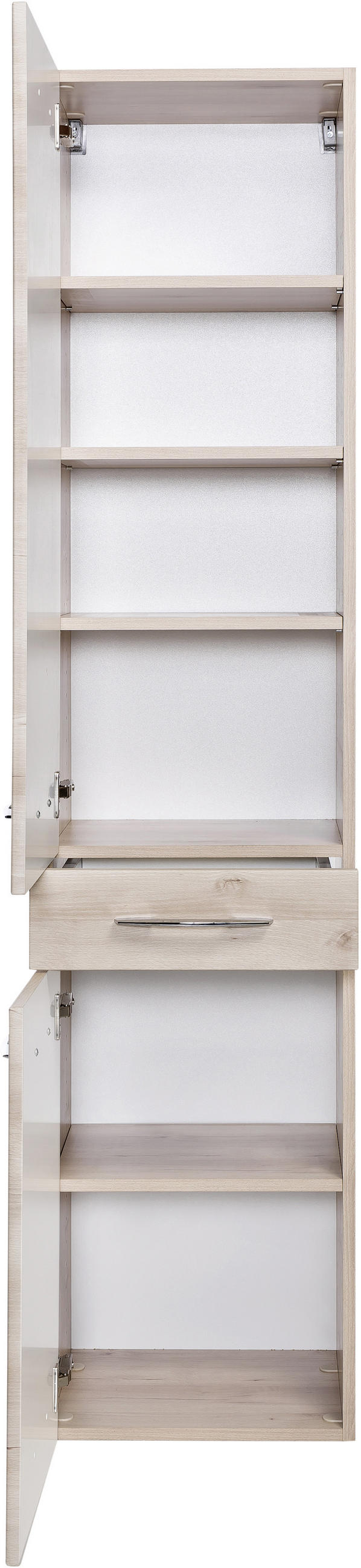 HOCHSCHRANK 40/180/35 cm  - Chromfarben/Buchefarben, KONVENTIONELL, Holzwerkstoff/Metall (40/180/35cm) - Xora