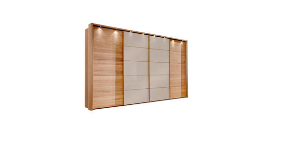 SCHWEBETÜRENSCHRANK  in Eichefarben, Sahara  - Eichefarben/Sahara, Natur, Glas/Holz (400/217/67cm) - Linea Natura