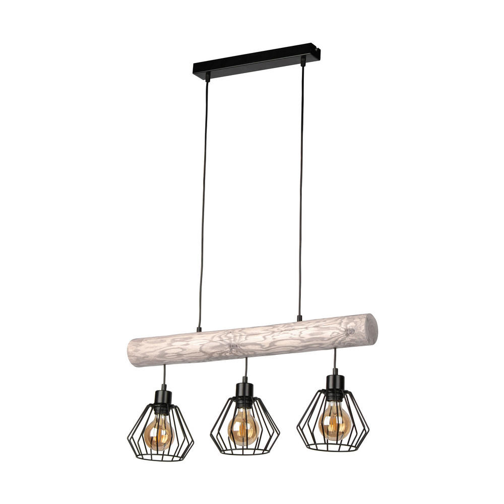 HÄNGELEUCHTE Trabo Komforta 70/52/130 cm  - Hellgrau/Schwarz, KONVENTIONELL, Holz/Metall (70/52/130cm)