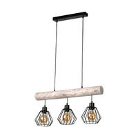 HÄNGELEUCHTE Trabo Komforta 70/52/130 cm  - Hellgrau/Schwarz, KONVENTIONELL, Holz/Metall (70/52/130cm)