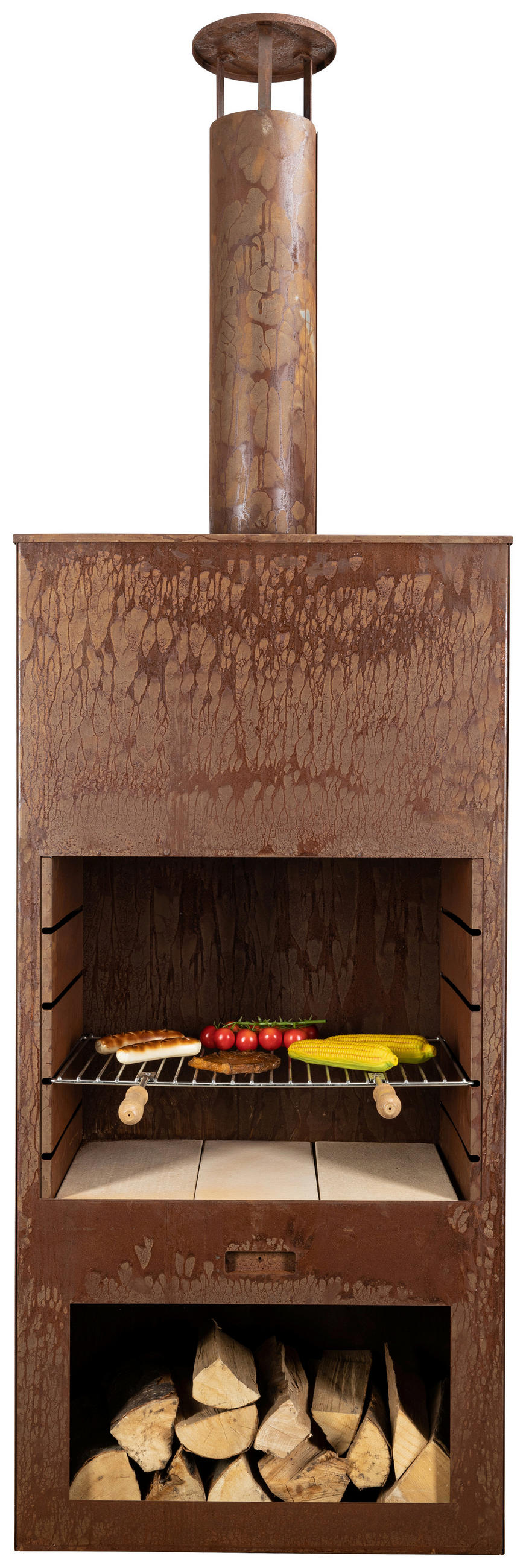 HOLZKOHLEGRILL - Rostfarben, Design, Metall (41/223/70cm) - Nouvel