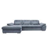 ECKSOFA in Chenille Hellblau  - Chromfarben/Anthrazit, Modern, Textil/Metall (184/314cm) - Livetastic