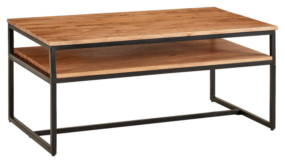 KONFERENČNÍ STOLEK, barvy akácie, dřevo, 100/60/45 cm - černá/barvy akácie, Moderní, kov/dřevo (100/60/45cm) - MID.YOU