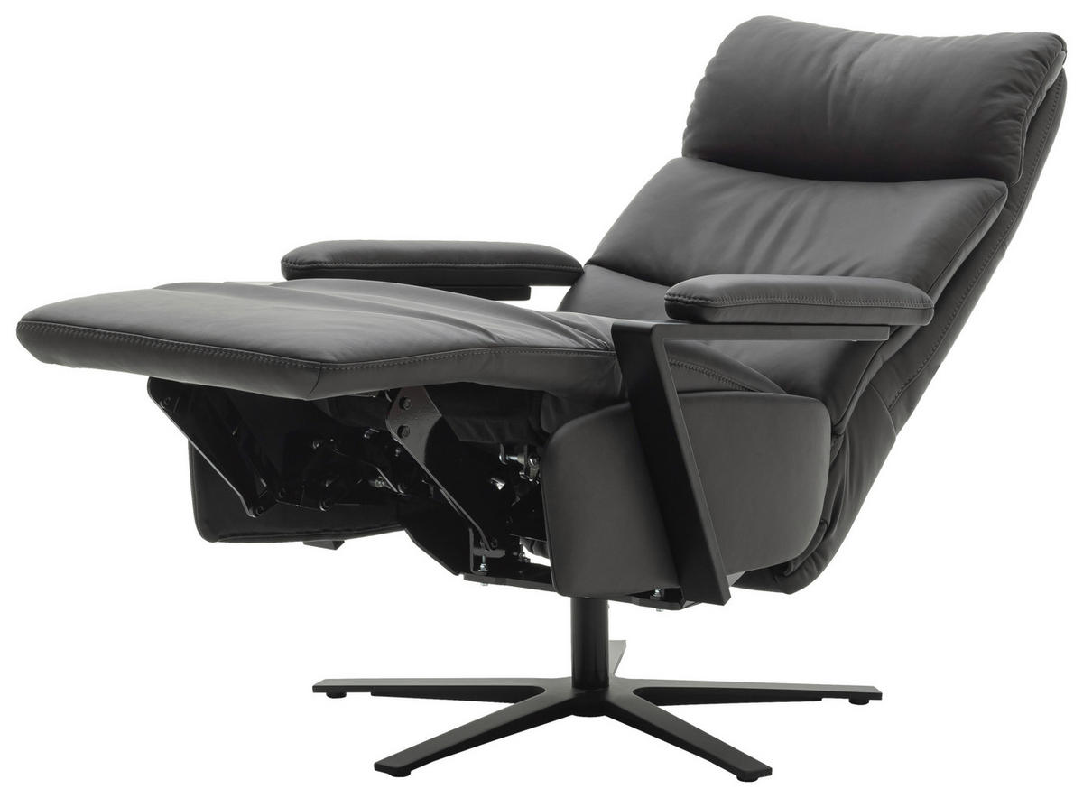 FERNSEHSESSEL  mit Relaxfunktion Echtleder Anthrazit  - Anthrazit/Schwarz, Design, Leder/Metall (74/111/85cm) - Schöner Wohnen