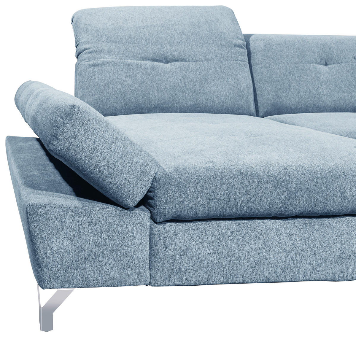 WOHNLANDSCHAFT in Mikrovelours Blau  - Blau/Silberfarben, MODERN, Textil/Metall (168/350/245cm) - MID.YOU