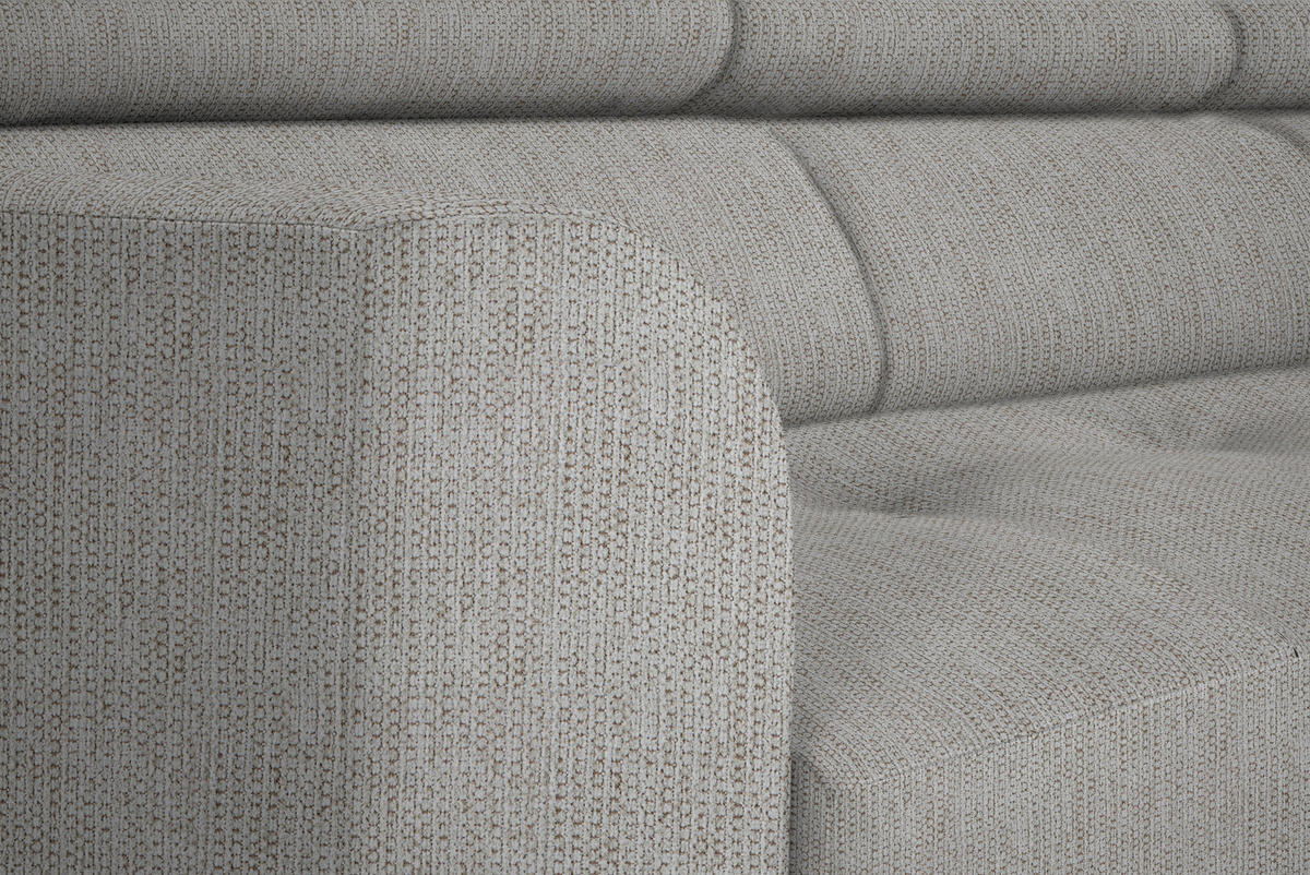 ECKSOFA in Webstoff Beige  - Beige/Schwarz, Design, Textil/Metall (280/205cm) - MID.YOU
