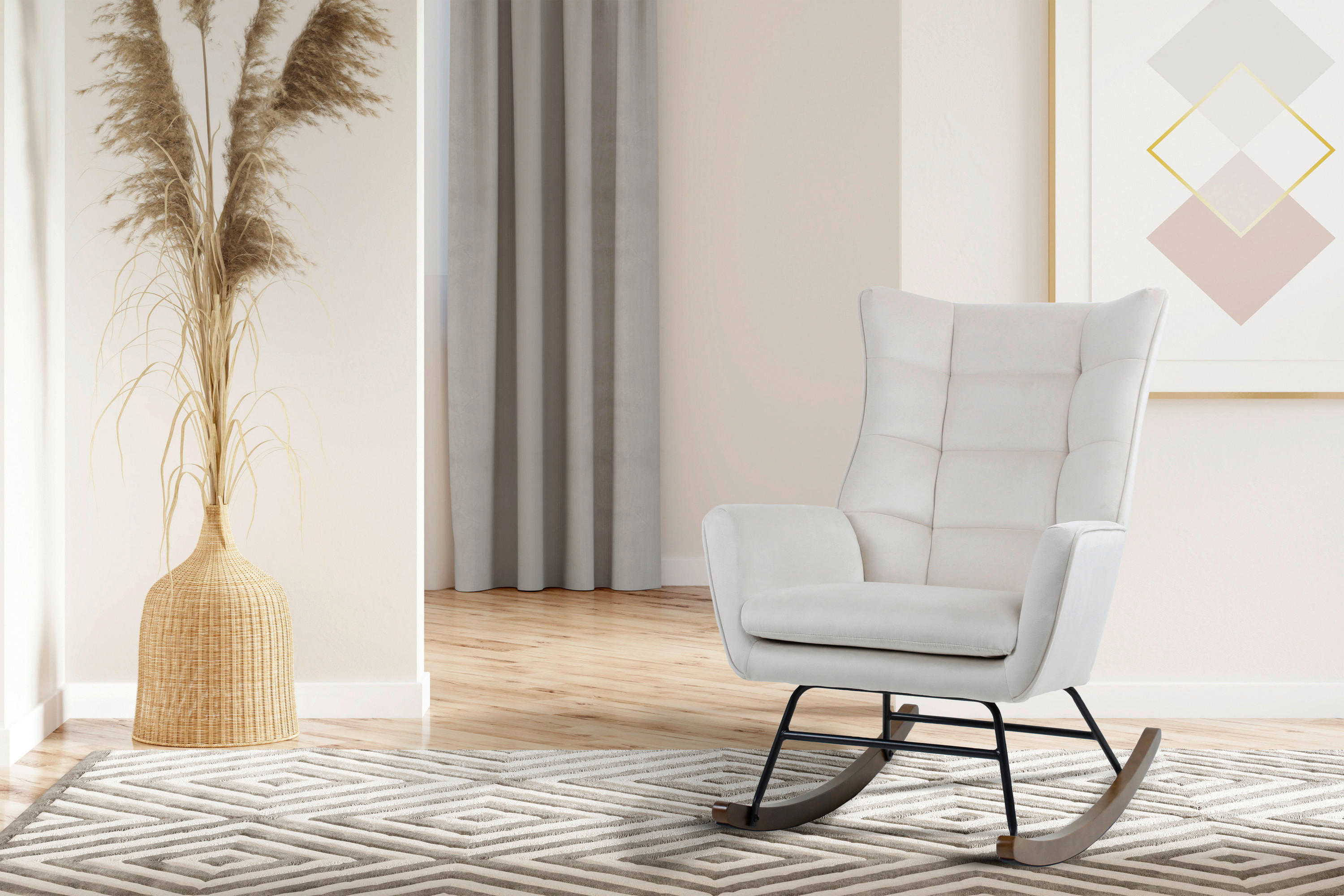 GUNGSTOL i beige  - beige, Design, metall/trä (68/97/88cm) - Kayoom