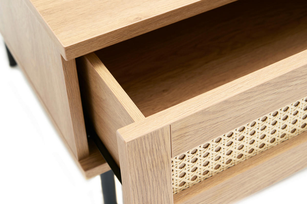 COUCHTISCH 110/60/42 cm rechteckig Eichefarben  - Eichefarben/Schwarz, Basics, Holzwerkstoff/Metall (110/60/42cm) - Boxxx