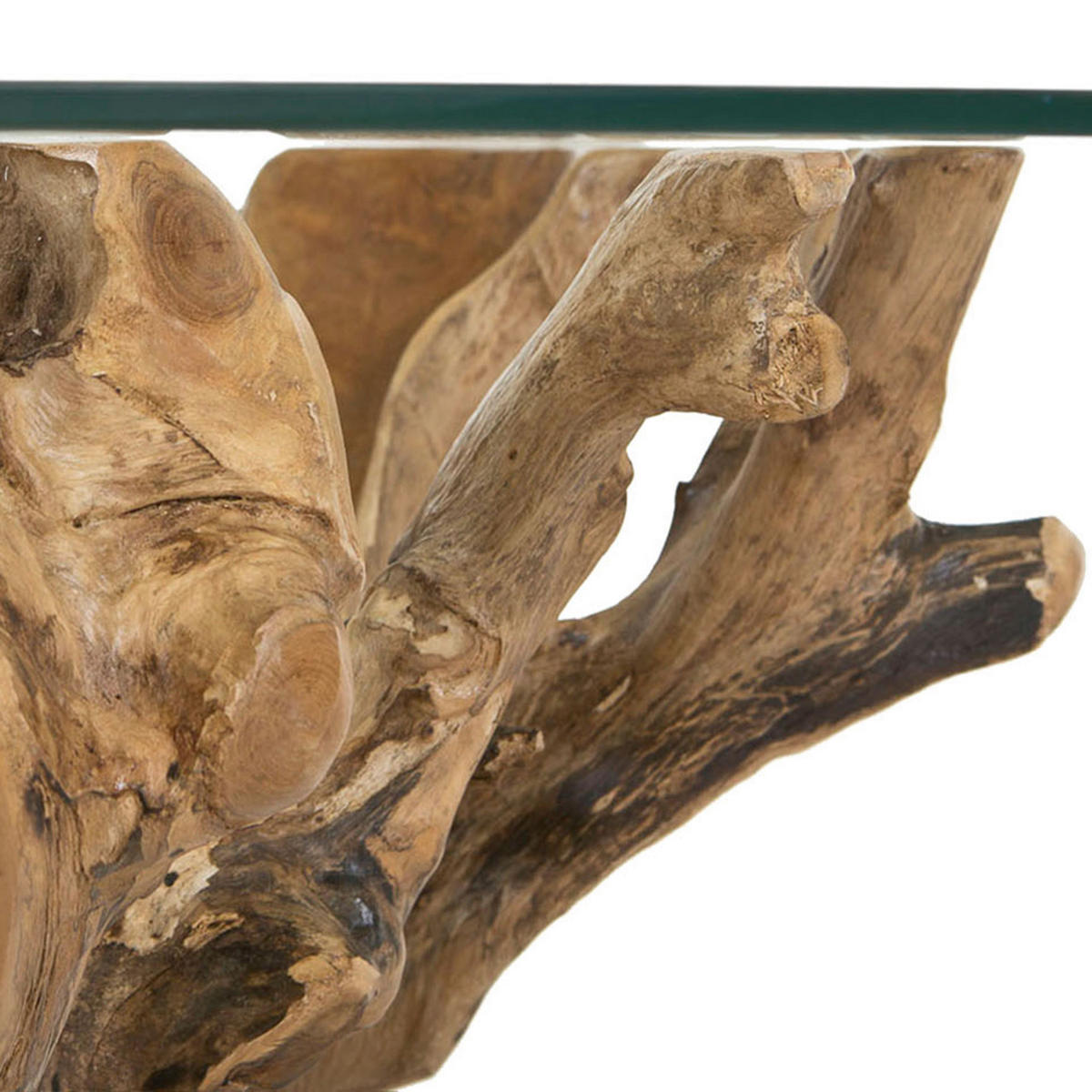 COUCHTISCH Teakholz massiv Klarglas 110/110/46 cm rund Teakfarben  - Teakfarben, Basics, Glas/Holz (110/110/46cm) - Livetastic