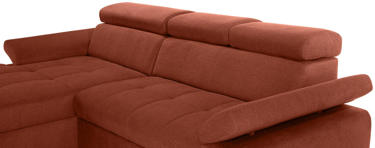 ECKSOFA in Velours Rostfarben  - Rostfarben/Silberfarben, Design, Holz/Textil (183/292cm) - Livetastic