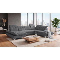 WOHNLANDSCHAFT Mikrovelours Anthrazit  - Kaschmir/Anthrazit, Modern, Kunststoff/Textil (169/348/245cm) - MID.YOU