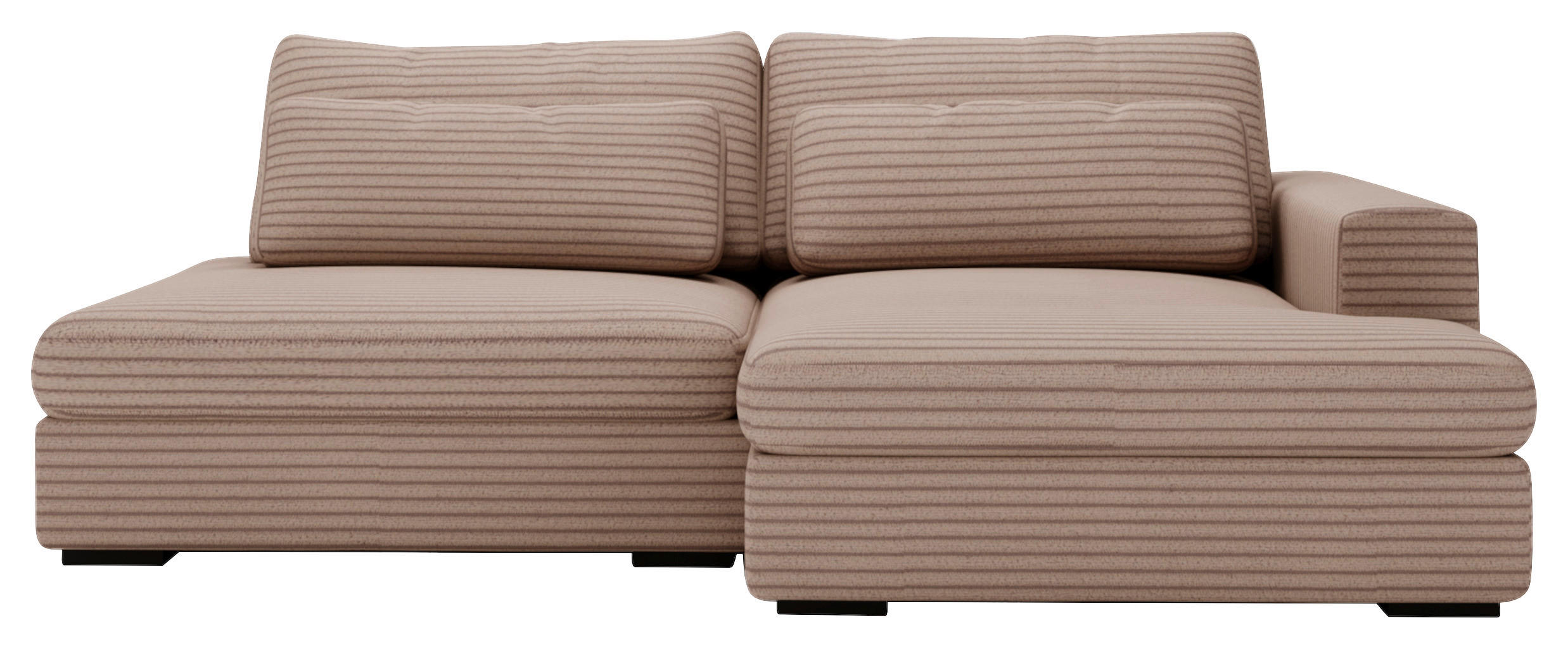 ECKSOFA Hellbraun Cord  - Hellbraun/Schwarz, Design, Kunststoff/Textil (223/158cm) - home24