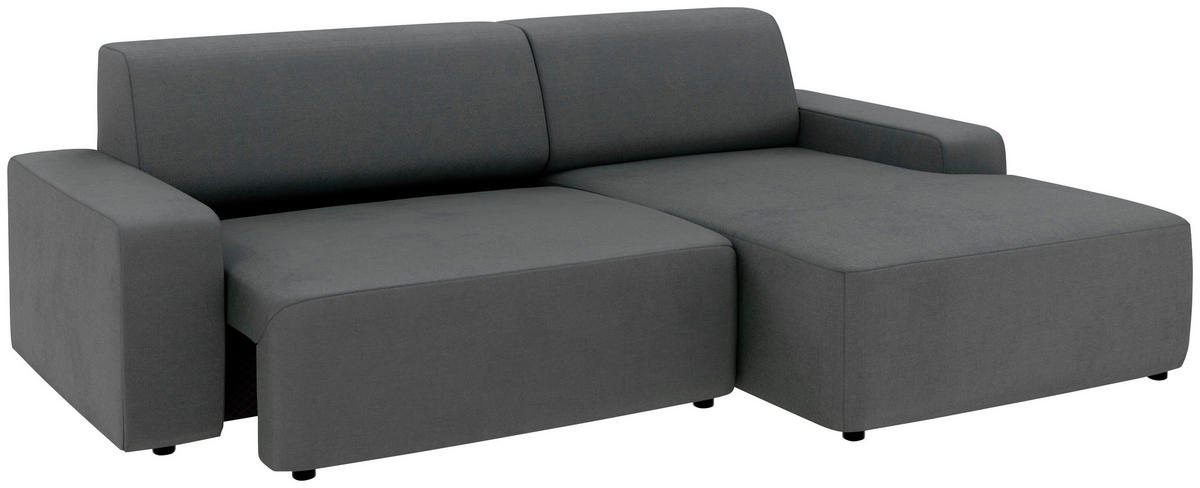 ECKSOFA in Struktur Anthrazit  - Anthrazit/Schwarz, Modern, Kunststoff/Textil (246/162cm) - Trendmanufaktur