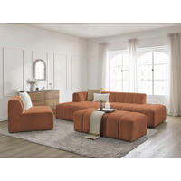 ECKSOFA Ottomane links  ANNECY Orange Bouclé  - Schwarz/Orange, MODERN, Kunststoff/Textil (170/262cm)