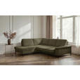 ECKSOFA Olivgrün Velours Bettkasten, Sitzvorzug  - Schwarz/Olivgrün, KONVENTIONELL, Textil/Metall (206/253cm) - Venda