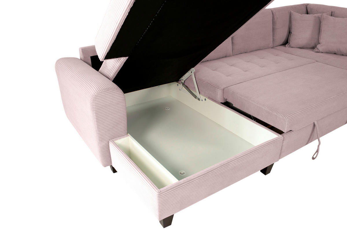 WOHNLANDSCHAFT MORITZ Rosa Cord  - Rosa, Trend, Textil (155/324/178cm) - P & B