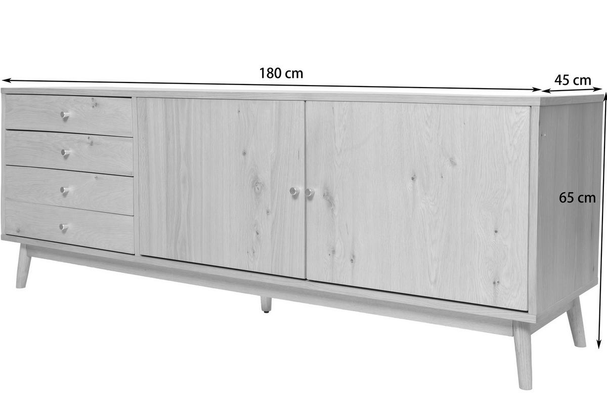 LOWBOARD  180/65/45 cm 4 Schublade(n)  - Messingfarben/Naturfarben, Design, Holz/Holzwerkstoff (180/65/45cm) - Livetastic