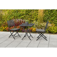 BALKONSET Graphitfarben 5-teilig  - Graphitfarben/Grau, MODERN, Kunststoff/Metall - Gardenson