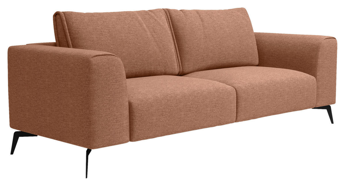 3-SITZER-SOFA in beflockt Orange  - Schwarz/Orange, Design, Holz/Textil (246/87/88cm) - MID.YOU