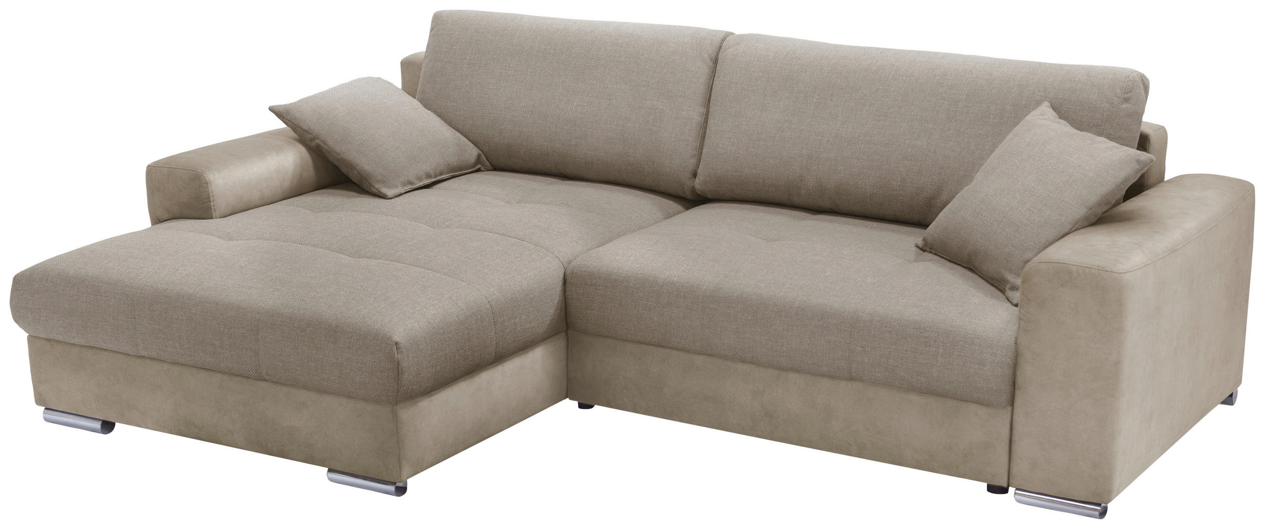 ECKSOFA in Struktur Cappuccino  - Chromfarben/Cappuccino, Design, Textil/Metall (177/269cm) - Livetastic