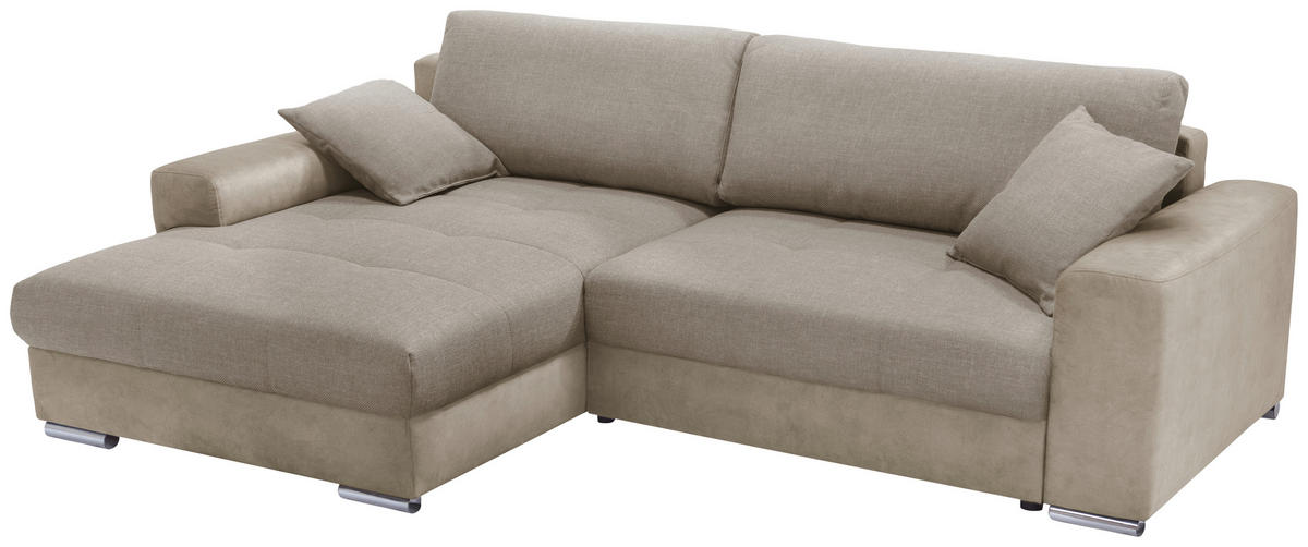 ECKSOFA in Struktur Cappuccino  - Chromfarben/Cappuccino, Design, Textil/Metall (177/269cm) - Livetastic