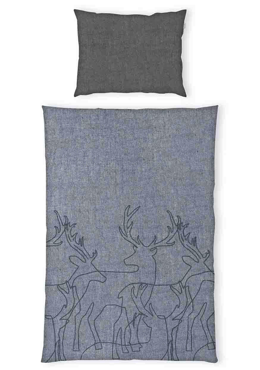 BETTWÄSCHE Tom Tailor Melangeflanell-Bettwäsche Renforcé 140/200 cm  - Blau, Basics, Textil (140/200cm) - Herding