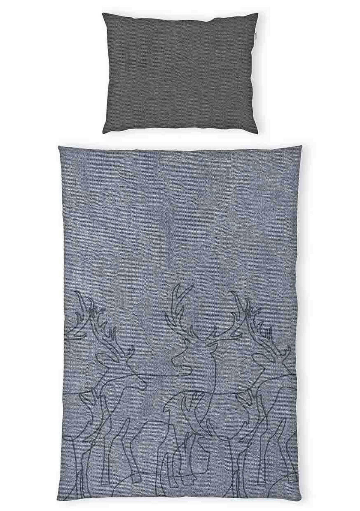 BETTWÄSCHE Tom Tailor Melangeflanell-Bettwäsche Renforcé 140/200 cm  - Blau, Basics, Textil (140/200cm) - Herding