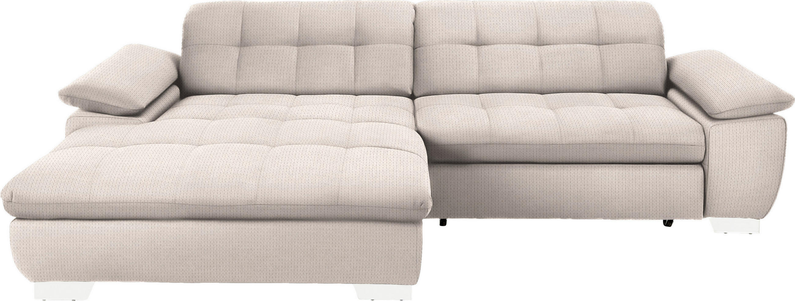 ECKSOFA in Mikrofaser Ecru  - Chromfarben/Ecru, Design, Textil/Metall (180/265cm) - Carryhome
