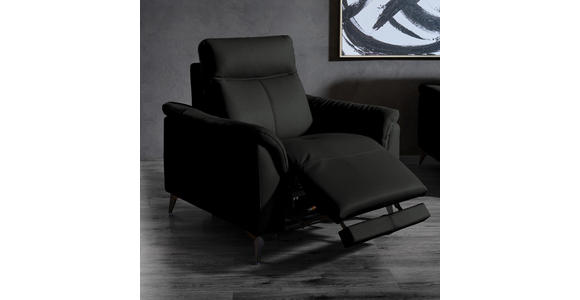 SESSEL in Echtleder Schwarz  - Schwarz, Design, Leder/Metall (107/105/98cm) - Belluti