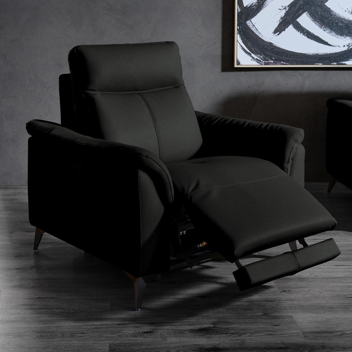 SESSEL in Echtleder Schwarz  - Schwarz, Design, Leder/Metall (107/105/98cm) - Belluti