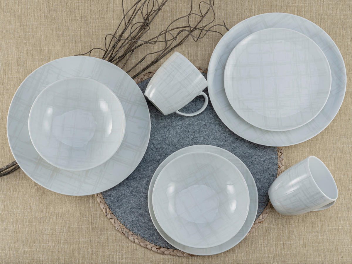 KOMBINOVANÝ SERVIS, 16-dielne, porcelán - viacfarebná/biela, Basics, keramika - Creatable
