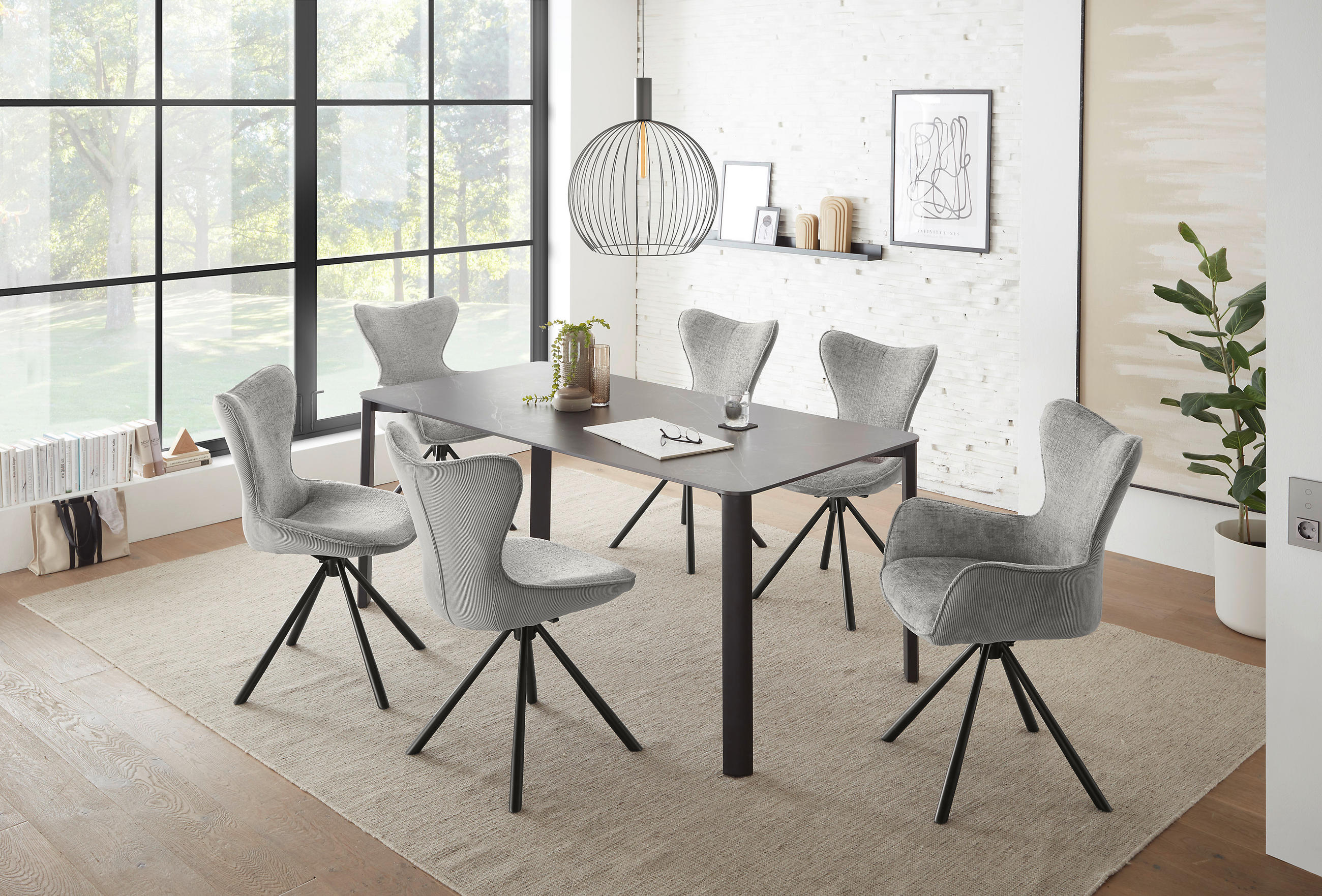 ESSTISCH in Keramik  - Schwarz, MODERN, Keramik/Metall (180/76/90cm) - MID.YOU