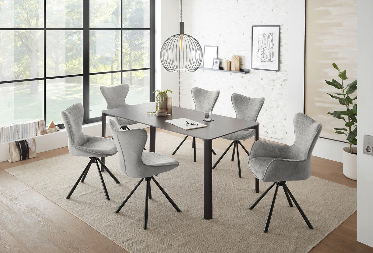 ESSTISCH in Keramik  - Schwarz, MODERN, Keramik/Metall (180/76/90cm) - MID.YOU