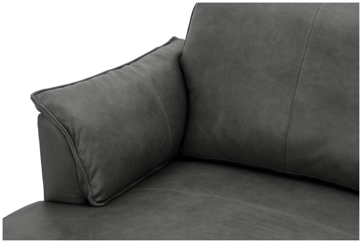 ROHOVÁ SEDAČKA, kůže, šedá - šedá/černá, Design, kov/textil (153/233cm) - Livetastic