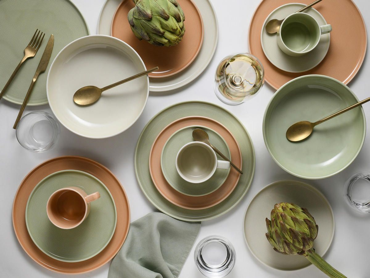 KOMBISERVICE Creme, Salbeigrün, Lachsfarben Session Romance 30-teilig 6 Personen  - Salbeigrün/Creme, Basics, Keramik - Creatable