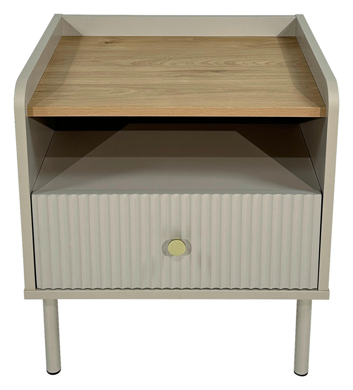 NACHTKÄSTCHEN in Grau, Eichefarben  - Eichefarben/Goldfarben, Design, Holzwerkstoff/Metall (50/54/40cm) - Xora