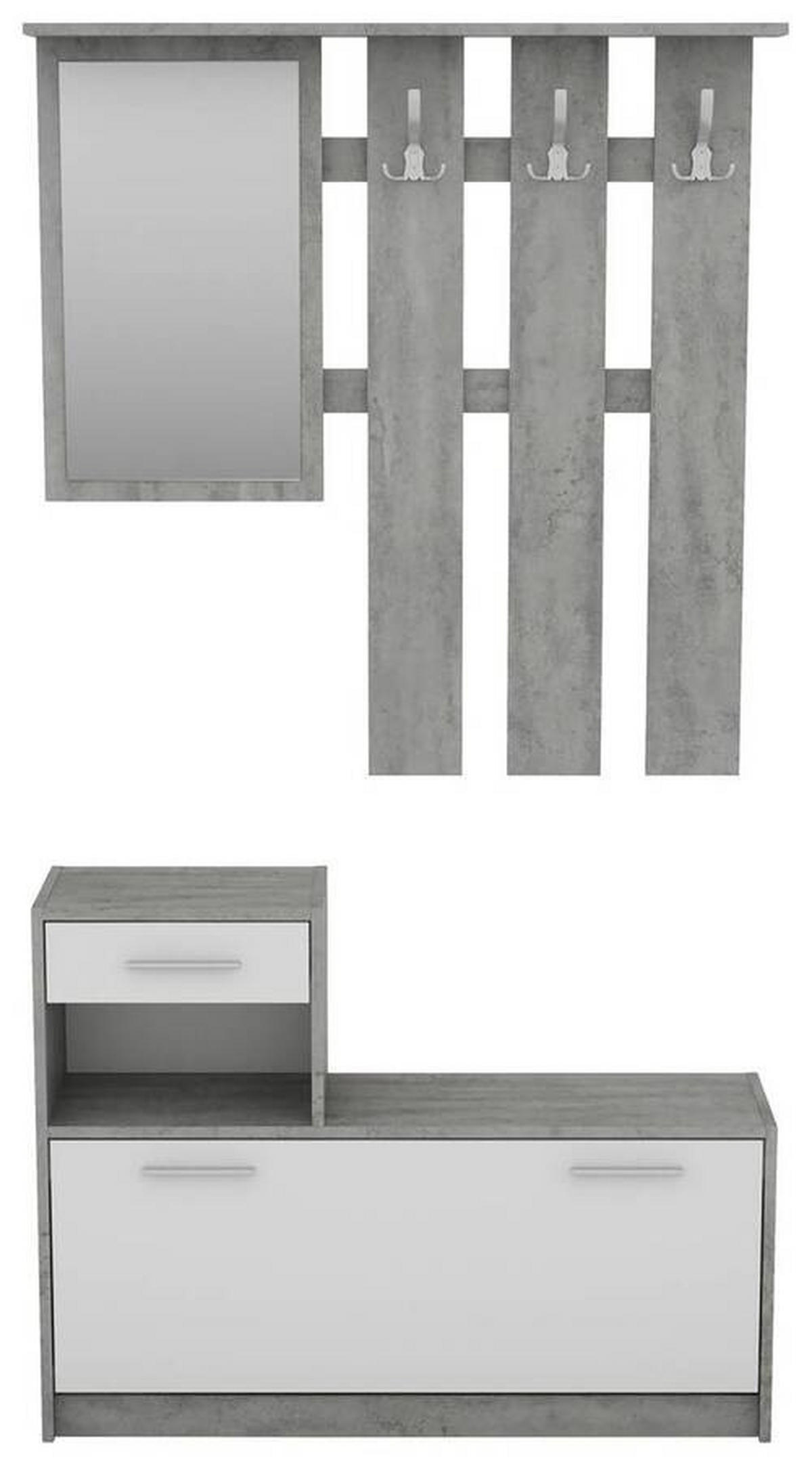 GARDEROBE  in 97/190/25 cm  - Weiß/Grau, MODERN, Glas/Holzwerkstoff (97/190/25cm) - MID.YOU