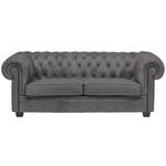 CHESTERFIELD-SOFA in Lederlook Grau  - Wengefarben/Grau, LIFESTYLE, Holz/Textil (206/76,5/96cm) - Landscape