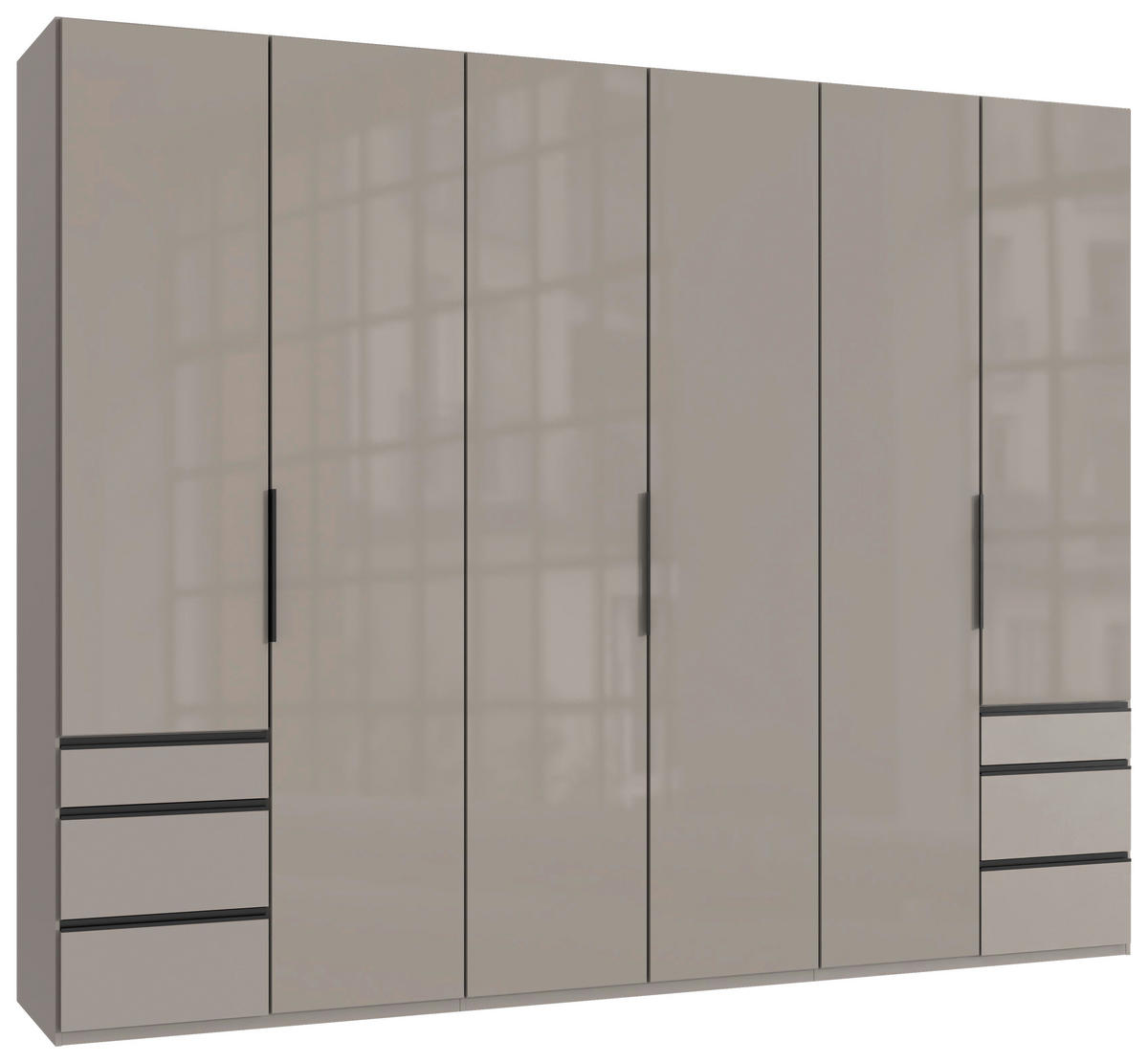 DREHTÜRENSCHRANK in Sahara  - Schwarz/Sahara, Konventionell, Glas/Holzwerkstoff (300/236/58cm) - Hom`in