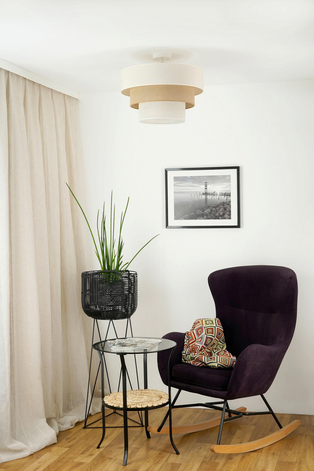 DECKENLEUCHTE Denver Luneta 45/37 cm  - Multicolor, Natur, Textil (45/37cm)