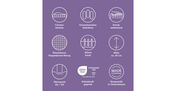 MATRATZENSET 120/200 cm  - Birkefarben, Basics, Holz (120/200cm) - Sleeptex