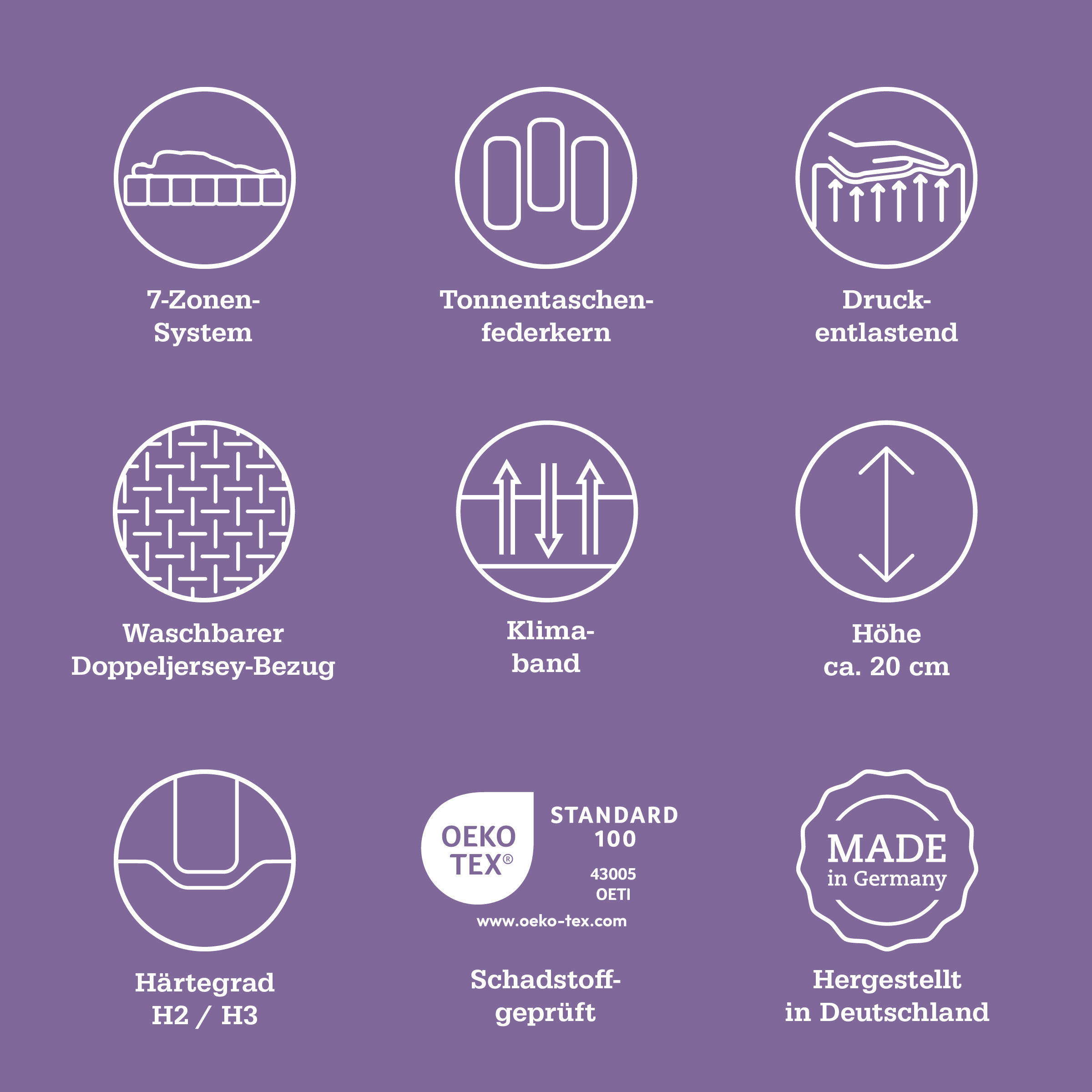 Thumbnail - Sleeptex Matratzenset, Holz, 2-teilig, Birke, Schichtholz, H2, Höhe ca. 20 cm, 100x200 cm, Made in Germany, Oeko-Tex® St...