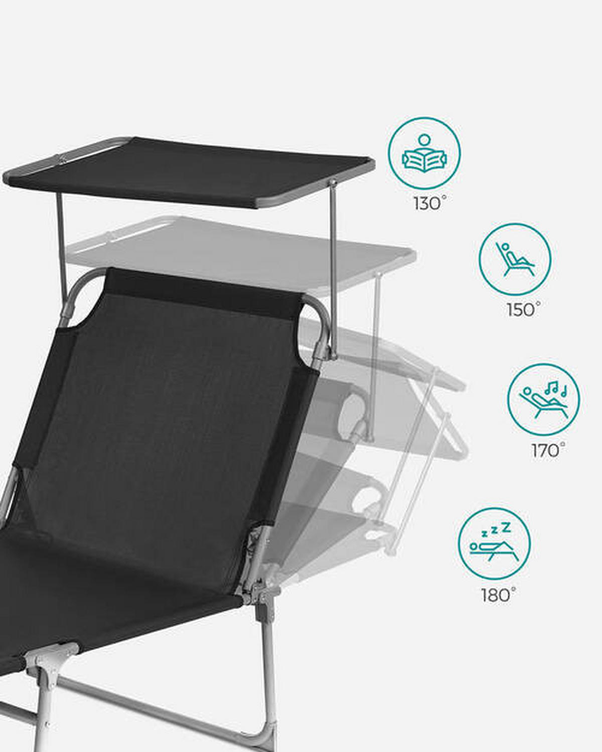 OPALOVACÍ LEHÁTKO kov, textil - černá, Basics, kov/textil (71/38/200cm) - Modante