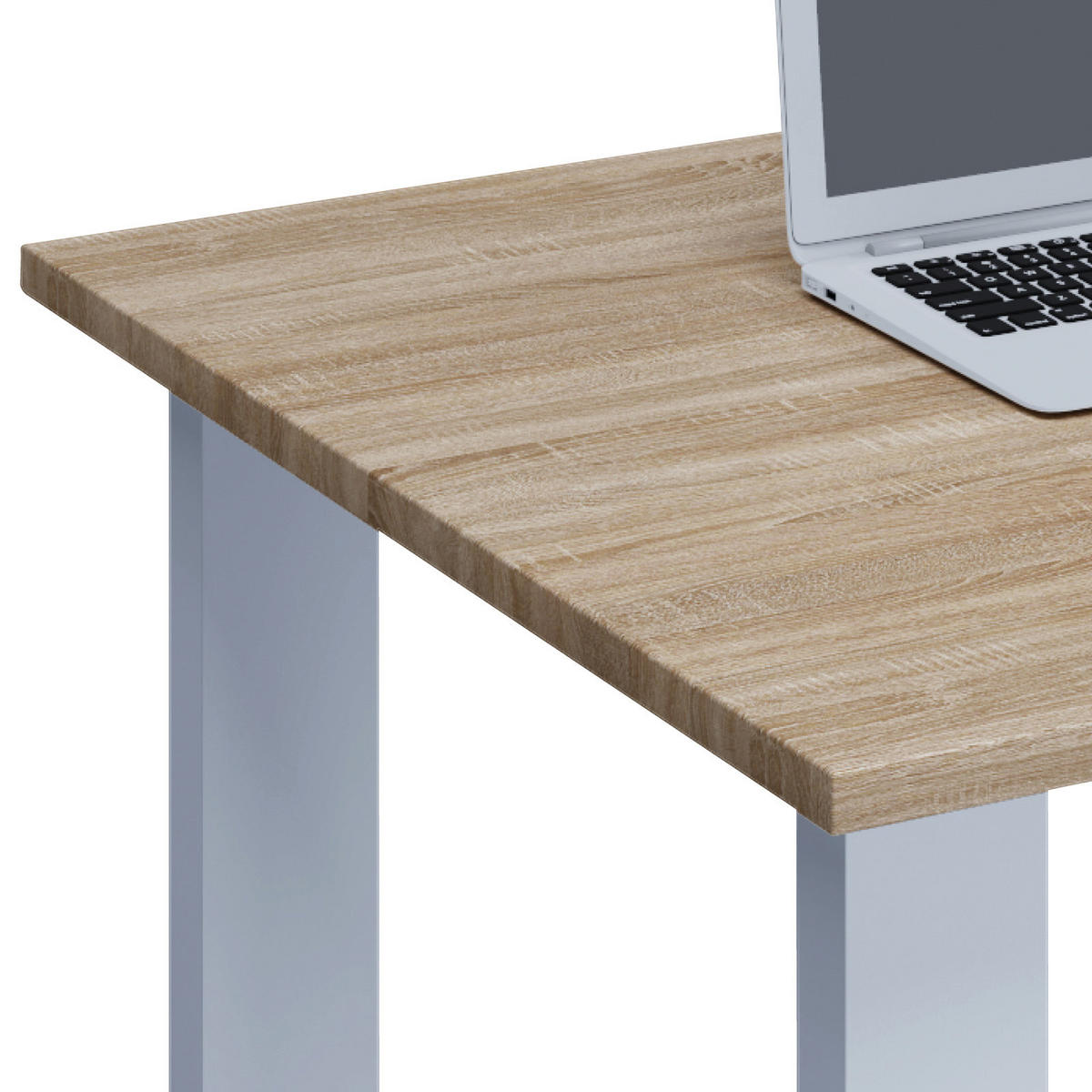 SCHREIBTISCH 140/80/76 cm  in Weiß, Sonoma Eiche  - Weiß/Sonoma Eiche, MODERN, Holzwerkstoff/Metall (140/80/76cm) - MID.YOU